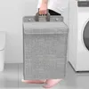 Laundry Bags Foldable Adhesive Basket Hamper Punch Free Wall Hanging Washing Clothes Mesh Hook Organizer Dirty Storage Bag