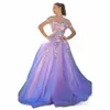 annie Lavender Purple Prom Dres 3D Fr Embroidery Graduate Evening Dres Glitter Tulle Wedding Dr Party Dres 2024 G5oU#