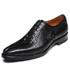 Chaussures habillées Meixigelei Crocodile Cuir Hommes Tête Ronde Lacets Résistant à l'usure Business Male Formelle A6cJ #