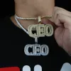 Colliers en zircone cubique glacée pour hommes, grand argent, pierre CZ, chaîne de Tennis de 5mm, pendentif avec lettre PDG, bijoux Hip Hop
