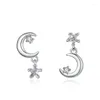 Ohrstecker REETI 925 Sterling Silber Zirkonia Stern Mond für Damen Modestil Mädchen Sterling-Silber-Schmuck