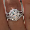 3 pezzi Rulelei eleganti anelli di nozze di marca gioielli vintage argento sterling 925 riempimento forma rotonda 5A zircone CZ diamante eternità festa donna coppia nuziale anello set regalo