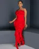 Sukienki imprezowe 2024 Chic Ruffle Fringed Red Pral Sweetheart Asymetryczna krótka sukienka koktajlowa Aso Ebi Ebi Style Formal Custom
