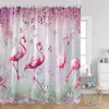 Cortinas de chuveiro flamingo cortina palmeiras lago lótus flores tropical selva planta banho conjunto tecido decoração do banheiro com ganchos