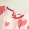 Småbarn Baby Girl Valentine S Day Dress Short Puff Sleeve Heart Print Aline Princess 240326