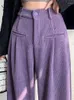 Calças femininas Yitimuceng veludo engrossar sweatpants mulheres 2024 outono inverno solto perna larga vintage casual cintura alta reta