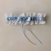 Blue Wedding Garter bruidsdouche bruid kanten bloemen rhineste boog sexy dames dames been kousenband ring f7au#