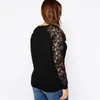 plus Size Lg Raglan Lace Sleeve Casual Sweatshirt Women Spring Autumn Solid Black Cott Loose Elegant Fi Hoodie 7XL 8XL L4U9#