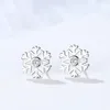 Stud Earrings Authentic 925 Sterling Silver Earring Simple Snowflake Crystal For Women Girl Wedding Party Jewelry Gift