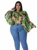 Waterarea Femmes Plus Taille Tie Dye Floral Imprimé Chiff High Frt Slit Batwing Lg Manches Tie Up Back Blouse et Petit Haut e3Vg #