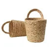 Cestas jardim planta vaso de flor artesanal rattan cesta de armazenamento dobrável seagrass palha pendurado tecido lidar com recipiente de armazenamento de brinquedo
