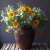 Decorative Flowers 1pc Artificial Sunflower 3 Heads/bunch Flower Arrangement Silk Home Decor Diy High Quality