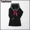 uniforme básico JK dr ortodoxo preto Guanxi lapela melhorado branco três marinheiro terno japonês verão estudante TOP SHIRT v4dM #