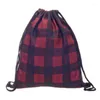 DrawString British Style 3D Print Bag Tartan Casual Mochila Cuerda Harajuku ryggsäck Kvinnor Modis Sport String