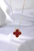 Designer Brand High Version Van Four Leaf Grass Necklace Single Flower Natural Fritillaria Agate Pendant Classic Double Sided Lucky Collar Chain With Logo