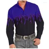 Herren-Freizeithemden, Hemd, Western-Flammen-Revers, 3D-Druck, Outdoor, Straße, lange Ärmel, Knopfleiste, Kleidung, Modedesigner, weich, 6XL