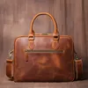 Luokir vintage crazy horse maleta de couro dos homens de alta qualidade bolsa simples pacote documento casual escritório computador saco t3lk #