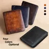 genuine Leather Rfid Protecti Wallets for Men Vintage Thin Short Multi Functi ID Credit Card Holder Mey Bag m6uw#