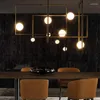 Lustres Designer Mondrian Verre Plafonnier Nordique Rectangle Lustre Pour Villa Salon El Intérieur LED Cuisine Île