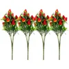 Kwiaty dekoracyjne 4 szt. Symulacja Truskawkowa gałąź Ozdarnia Kwiat Fałszywe ozdoby PVC sztuczne rośliny do biura domowego