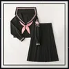 Симпатичный розовый моряк костюм LG Elieve JK Школьная униформа для девочек черная рубашка и плиссированная юбка Bowtie Suits Студент Косплей 695C#