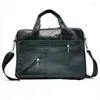 Портфели Верхний слой из воловьей кожи, сумка для ноутбука, мужская портативная сумка-мессенджер, мужской горизонтальный одноцветный портфель на молнии