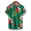 Chemises décontractées pour hommes Cocotier Hawaii Resort Chemise Vacances Plage Paysage floral Bouton à manches courtes imprimé