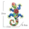 庭の装飾金属ヤギの壁の装飾ハンギングアートミニチュア彫刻トカゲのホームヤードフェンス飾りのための手渡し