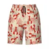 Herren-Shorts für Herren, Board Red Lobsters, Y2K-Retro-Badehose, Küstenkoralle, schnell trocknend, Sport, große Größe, kurze Hose