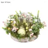 Party Decoration Easter Eggs Glass Candlestick Artifical Flower Plant Egg Candle Holder For Home Table Ornaments