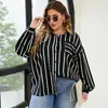 Keby ZJ Spring Autumn Women Plus Size Size Striped Design Shirt fi lg Sleeves Ladiesスリムカジュアルブラウス