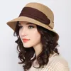 Muchique Boater Hats för kvinnor Summer Sun Straw Hat Wide Brim Beach Hats Girl Outside Travel Straw Cap Casual Bow Hat B-7847 240325