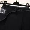 plus Size Butt Irregular Waist Midi Tweed Skirts 4XL Women Spring Autumn Pockets Slit Ladies Loose Black A-line Skirt Faldas g5ye#