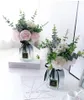 Decorative Flowers Simulation Peony Rose Bouquet Wedding Fake Flower Set With Vase Home Living Room Floor Silk Arrangement