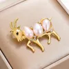 Brooches Zircon Goat Shape For Women's Clothing Fashion Pearl Rhinestone Pin Jewelry Women Accessories Funny Gift