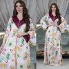 Ethnische Kleidung Muslim Ramadan Eid Bangladesch Solide Stickerei Twist Diamant Handknopf bedrucktes Kleid Kuwaitische marokkanische Frauenrobe 500181