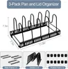 Kitchen Storage Mlesi 3 Pack Pots and Pans Organizer Rack Organisateur pour armoire Coud Recd Habillement Ustensiles de cuisson de cuisson