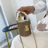 Mini sacs à bandoulière pour femmes chaîne en métal pochette de rouge à lèvres brillant design bling boîte cylindrique mignonne mini sac à main dame sac à bandoulière s0sK #