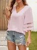 Plus taille Nouvelles femmes Summer VoL V Couper Tops Ladies Mesh Stitching 3/4 SHEEVE CONCUTHER HODING Blouse Shirt Female Blusas Z18W #