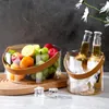 Opbergflessen Licht Luxe Glas Draagbare Ijsemmer Hoogwaardige Fruitmand Mand Thuis Creatieve Bar Champagne Wijn Bier Kubus Graan