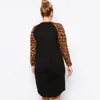 plus Size Summer Spring Casual Leopard Dr Women Lg Sleeve T-shirt Tee Dr Female Large Size Loose Tunic Dr 6XL 7XL 8XL w18S#