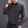 Camisas de vestido masculinas camisa vermelha e blusa listrada roupas negócios para escritório designer marca regular normal xxl alta qualidade i