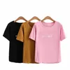 Ny 2023 Ladies Spring Summer Plus Size Tops för kvinnor stor storlek Kort ärm O-halsrosa t-shirt 3xl 4xl 5xl 6xl y8cc#