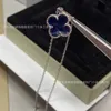 Designer Brand Van Version Version Clover Necklace 925 Pure Silver Plated 18k Natural Peter Blue Blue Stone Live