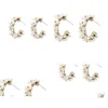 Stud Hoop örhängen 2023 Koreanska modesmycken Tillbehör Partihandel Dainty White Akrylskal Pärlblommor Petalblomma för kvinnor P Otgyd