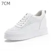 Scarpe casual 7cm Piattaforma in vera pelle con zeppa Sneakers robuste 9cm Tacchi nascosti Traspirante Primavera Estate Alta marca Vulcanize