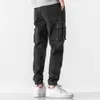 Denim pantalon hommes jeans à la mode Style coréen à lacets jean couleur unie Multi poches cheville attaché Cargo pantalon Denim pantalon 240323