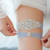 Porte-jarretelles de mariage sexy avec diamants, jarretelles en cristal bleu clair, anneau de cuisse de mariée, boucles de jambe, accessoires de mariage 09MO #