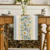 Bordslöpare Easter Blue Flowers Daisy Spring Linen Dresser Scarf Decor Seasonal Summer Holiday Kitchen Dining Party YQ240330