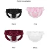 Sous-vêtements hommes Sissy féminisation sous-vêtements dentelle noeud papillon culotte transparent satin bikini string string dos nu slips sexy